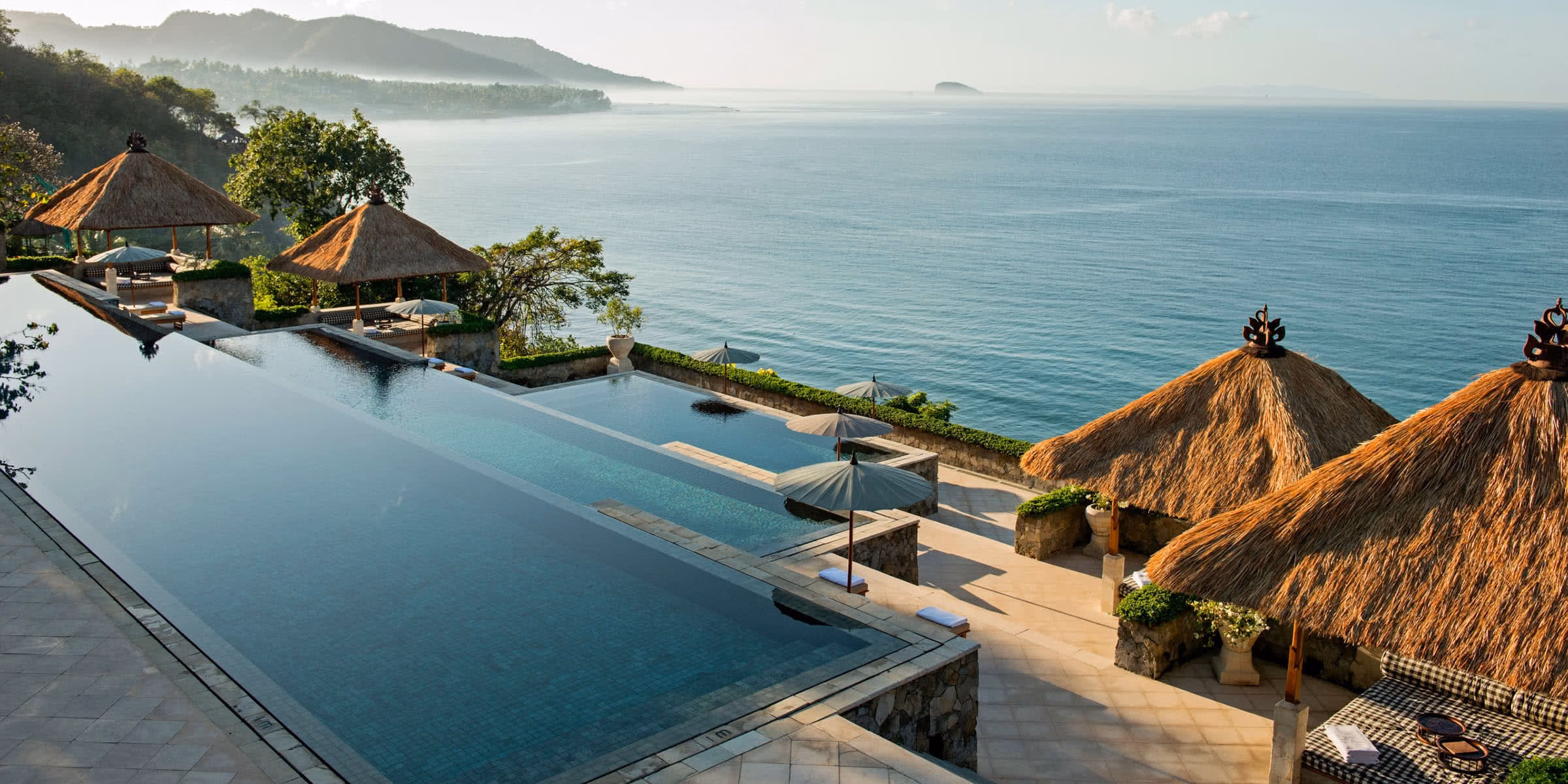 Infinity pool overlooking the sea at a boutique resort